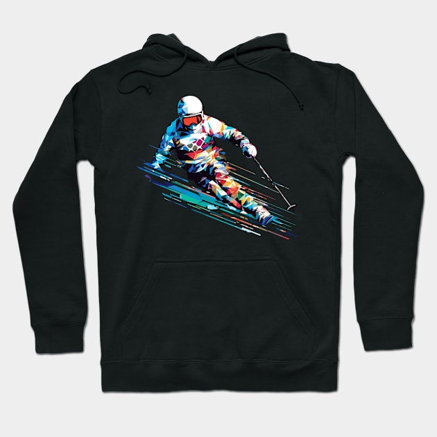 Ski Sport Fast Speed Competition Abstract Hoodie by Cubebox